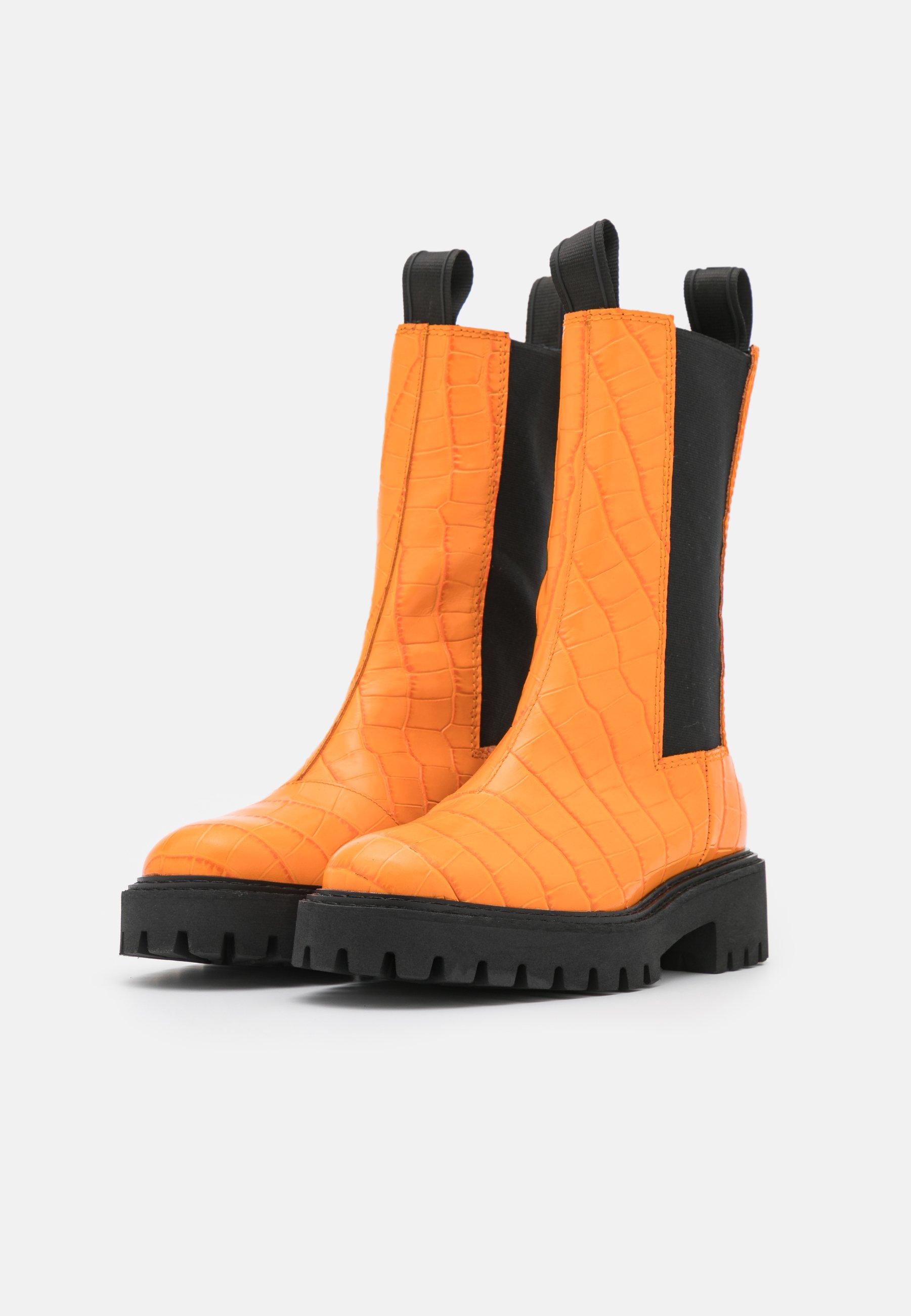 orange platform boots
