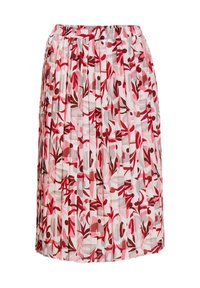 Plissé rok van lichtgewicht stof met een bloemenpatroon in tinten van rood, roze en grijs. Elastische tailleband voor een verstelbare pasvorm.