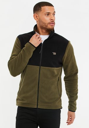 Fleece jacket - khaki   schwarz