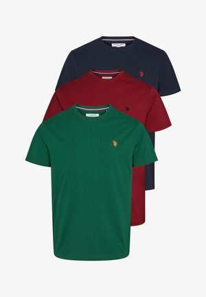 U.S. Polo Assn. ARJUN 3 PACK - Lihtne T-särk - tibetanred rainforest darksap