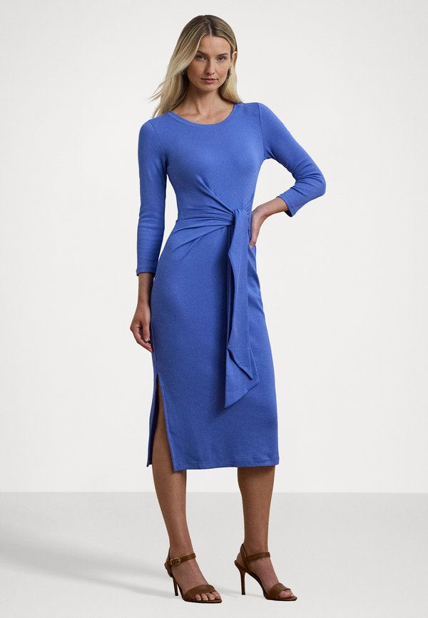 IMALAH TIE FRONT COTTON BLEND CREWNECK DRESS - Jersey dress - soft lazuli2