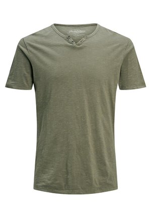 Jack & Jones JJESPLIT NECK TEE - T-shirt basic - dusky green