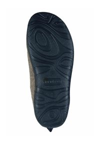 Black rubber sole with textured tread pattern, brown felt upper, and a reinforced heel. Label indicates size 37 and "Made in Italy."