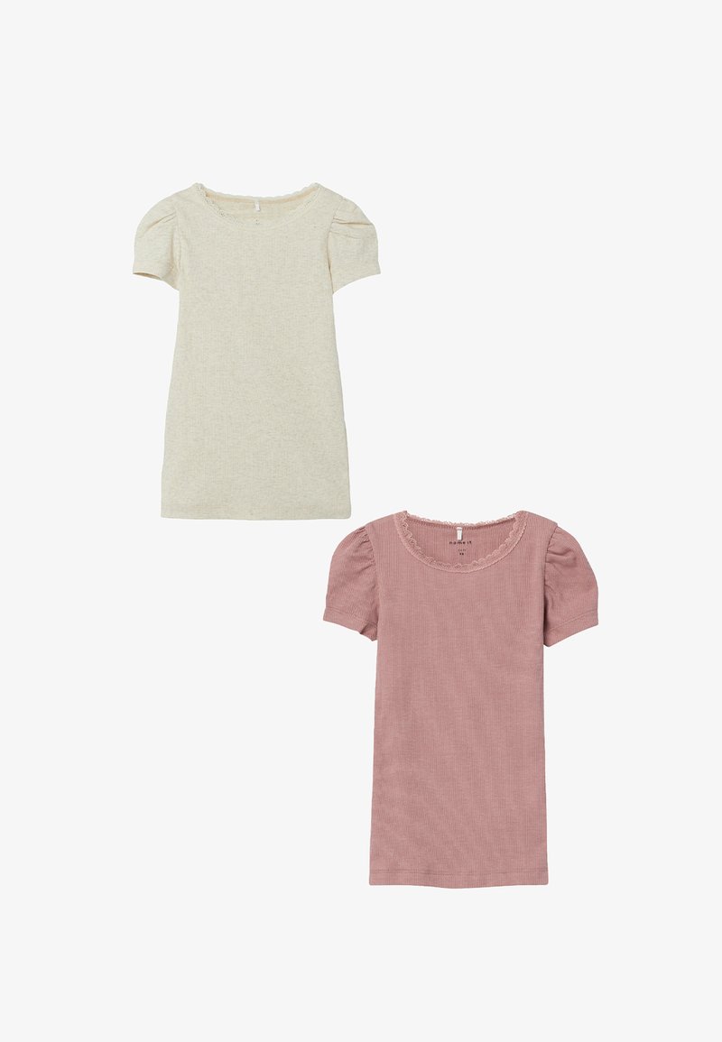Name it 2ER-SET RUNDHALS - Basic T-shirt - weiß braun