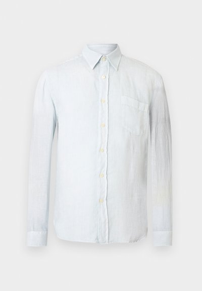Ανοιχτό μπλε πουκάμισο από λινό με μακριά μανίκια, κουμπιά μπροστά και μία τσέπη στο στήθος. Απαλή υφή με άνετη εφαρμογή και κλασικό γιακά.