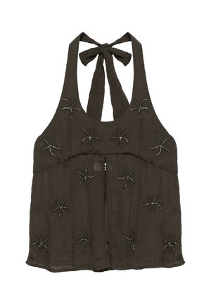 PULL&BEAR, BEADED HALTER - TOP - Blouse - brown