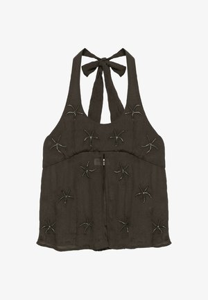 PULL&BEAR, BEADED HALTER - TOP - Blouse - brown