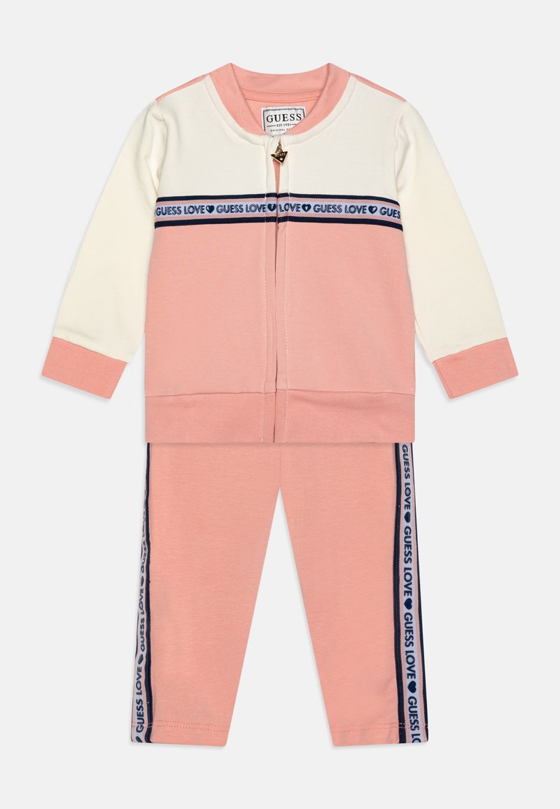 Guess NEW BORN GIRL ACTIVE SET - Mikina so zipsom - cream/pink