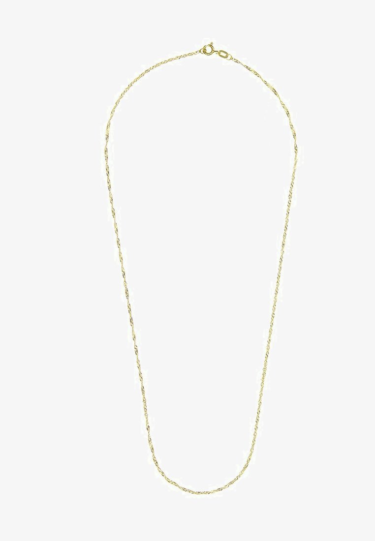 Guld halskæde med et delikat, snoet design. Har en hummerlås og en glat, skinneflade. Længden muliggør lag-på-lag styling.