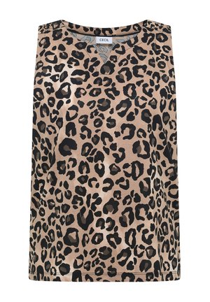 Cecil, TOP MIT SPLIT NECK UND LEO-MUSTER - Débardeur - urban taupe