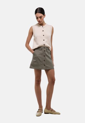 À PETITS CARREAUX - Jupe trapèze - cereale