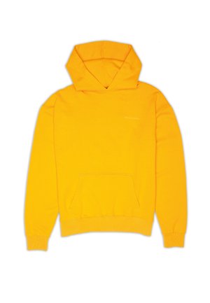 Sweat à capuche jaune vif avec poche kangourou à l'avant et poignets et ourlet côtelés.