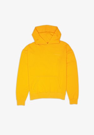 Sweat à capuche jaune vif avec poche kangourou à l'avant et poignets et ourlet côtelés.