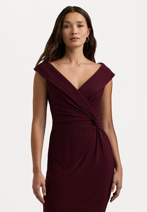 JERSEY OFF THE SHOULDER COCKTAIL DRESS - Trikotāžas kleita - pinot noir