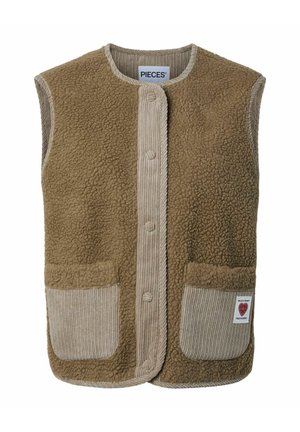 Pieces, PCANASTACIA TEDDY VEST BC - Veste sans manches - greige