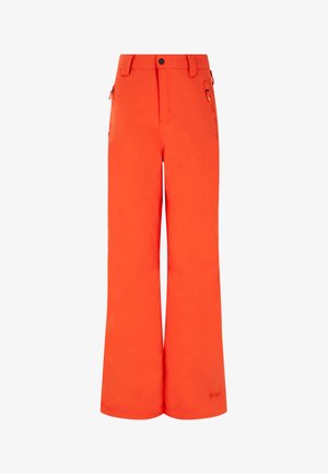 Heldere oranje skibroek gemaakt van duurzaam materiaal. Beschikt over een ritszak aan de zijkant en een ontspannen, brede pasvorm.