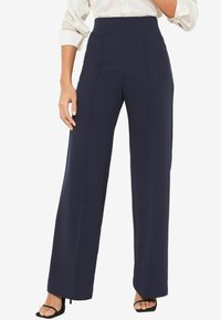 HIGH WAIST WIDE LEG - Pantaloni - navy blue