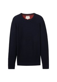 STRUKTURIERTER RUNDHALS - Maglione - knitted navy melange