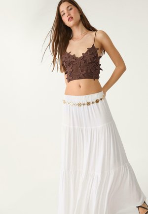 FLORAL CROCHET - Top - dark brown