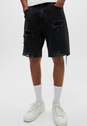 RIPPED - Shorts di jeans - mottled dark grey
