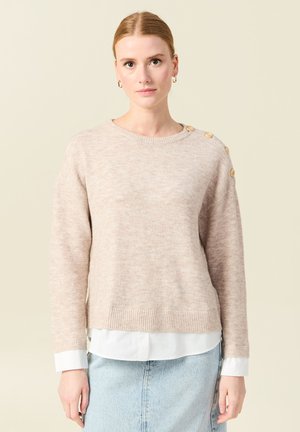 2-IN-1 LANGARM - Strickpullover - creme
