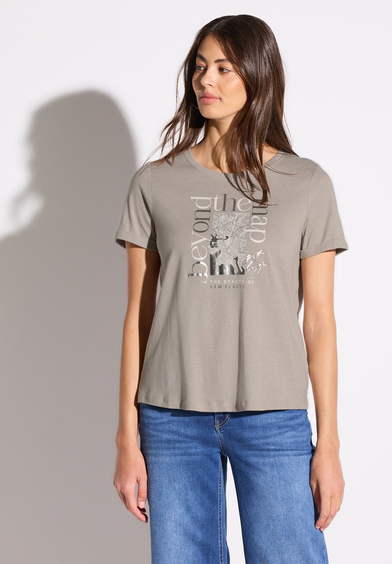 Street One - MIT FOLIEN - Print T-shirt - beige, Enlarge