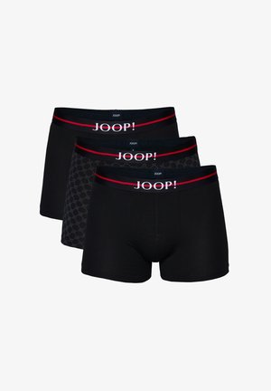 Set di tre boxer neri. Presentano una cintura elastica con dettagli rossi, un paio ha una trama a nido d'ape. Materiale in cotone morbido.
