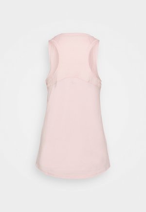 Light pink sleeveless athletic top featuring a textured back panel, round neckline, and curved hem for ease of movement.