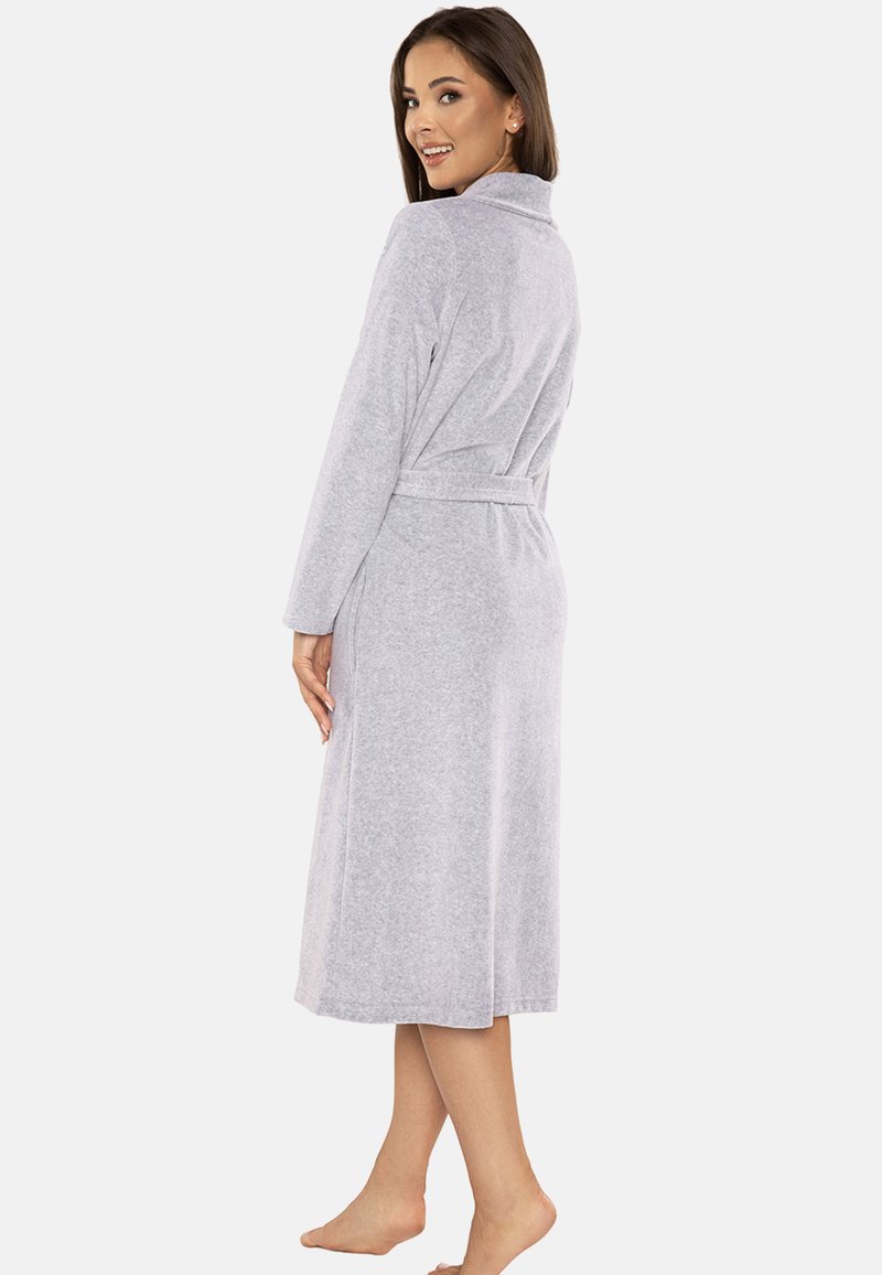 ladies grey dressing gown Johnstons of Elgin Donegal Cashmere Light Grey Dressing Gown main image 0