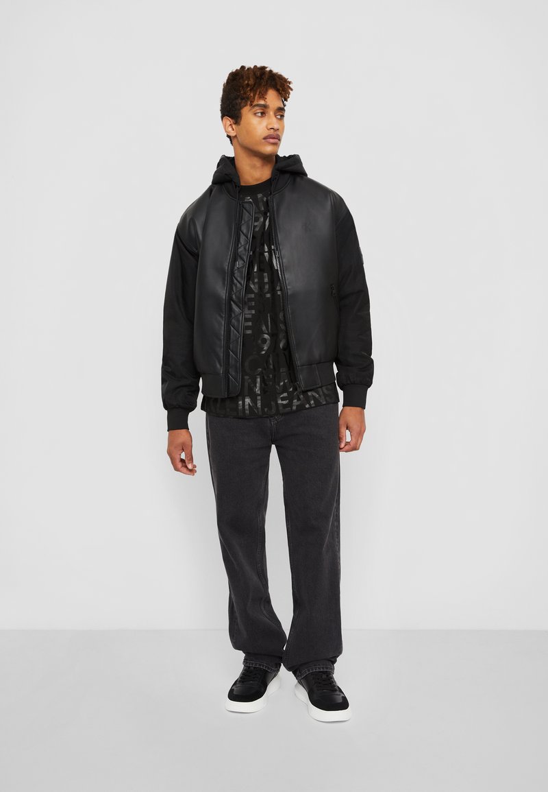zalando calvin klein faux leather bomber jacket