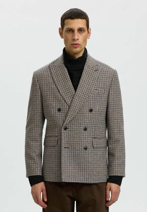 Selected, DOUBLE-BREASTED BLAZER PEAK LAPEL - Veste de costume - medium grey melange