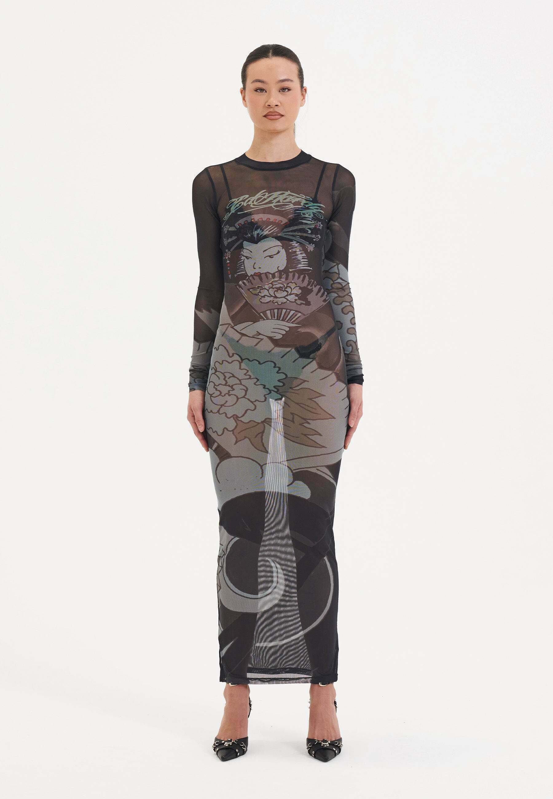 Ed Hardy GEISHA FAN - Maxi dress - black - Zalando.ie