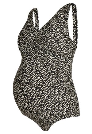 JoJo Maman Bébé, MATERNITY ANIMAL PRINT V-NECK - Badedragt - black
