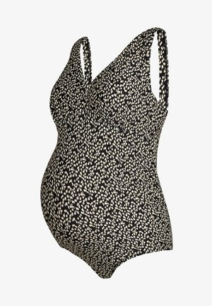 JoJo Maman Bébé, MATERNITY ANIMAL PRINT V-NECK - Badedragt - black