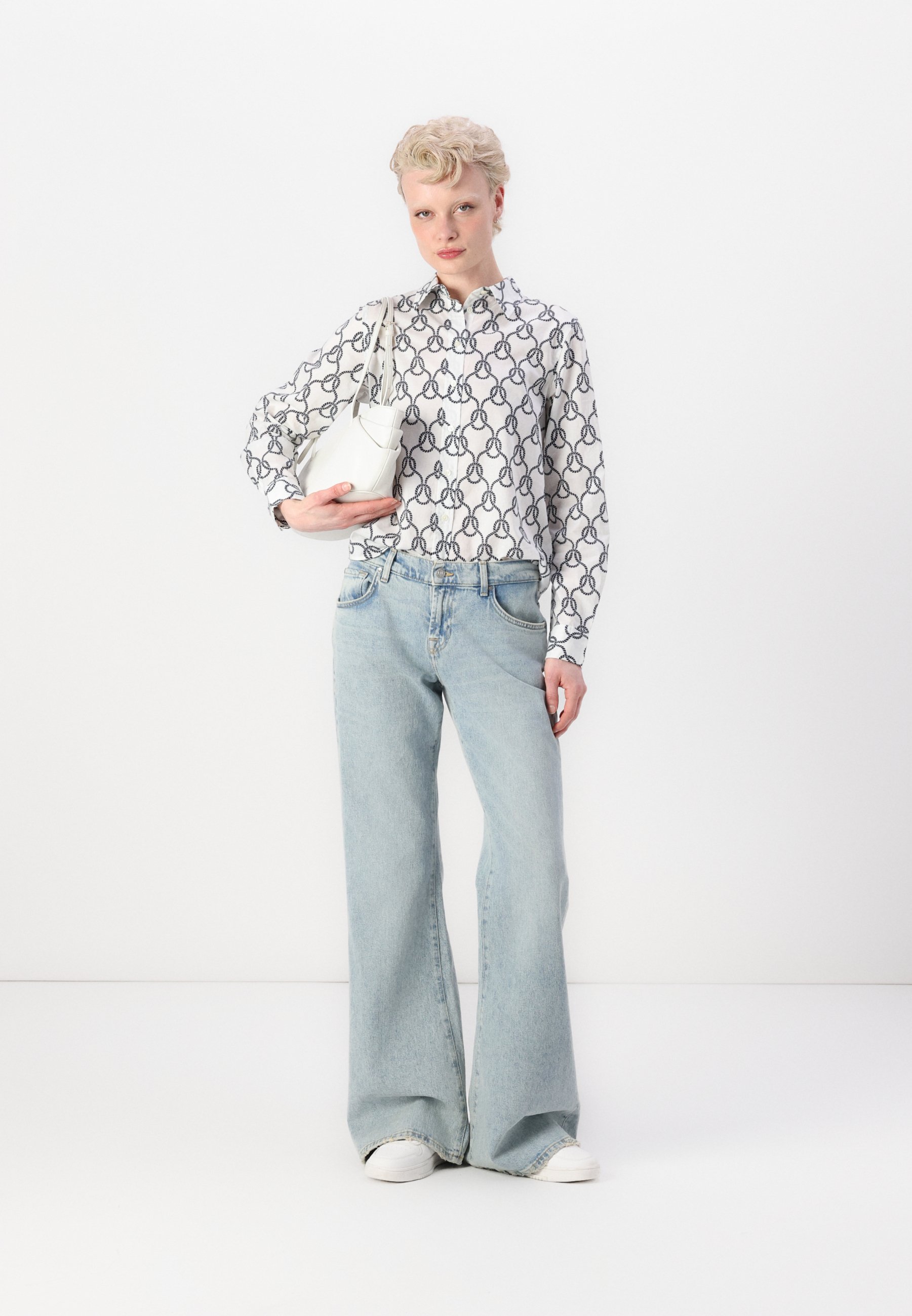 売れ筋商品|||ガント シャツ レディース トップス ROPE PRINT VOILE SHIRT - Button-down blouse - cream Sites-Gant-US-Site