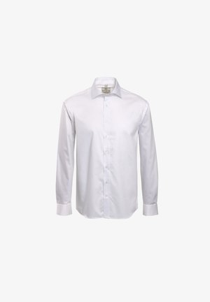 Witte langesleeve button-up shirt van gladde stof, met een klassieke kraag, knoopsluiting aan de voorzijde en manchetten met één knoop.