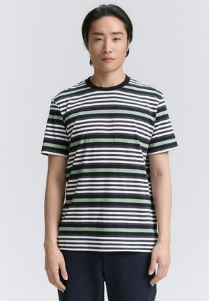 TOM TAILOR MIT STREIFENMUSTER - T-shirt con stampa - navy multicolor melange stripe