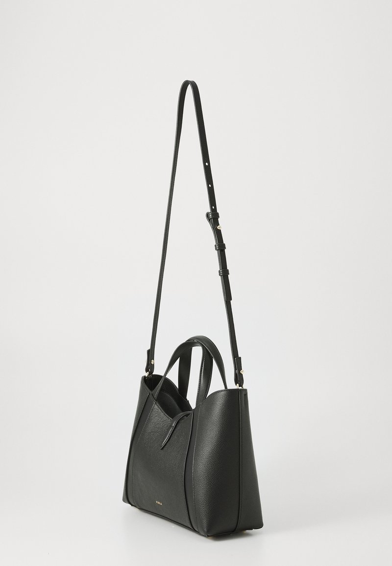 Sac Cabas Furla En Cuir Bicolore (blanc Cassé & Noir) - Occasion Très Bon état, Dimensions 34x28x18 Cm