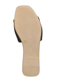 Black shoe sole with a textured surface in a rectangular shape. Features a smooth beige area and a size marking "36."