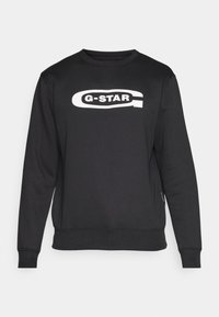 Černá mikina s dlouhými rukávy a kulatým výstřihem, uprostřed hrudi s bílým logem G-STAR.