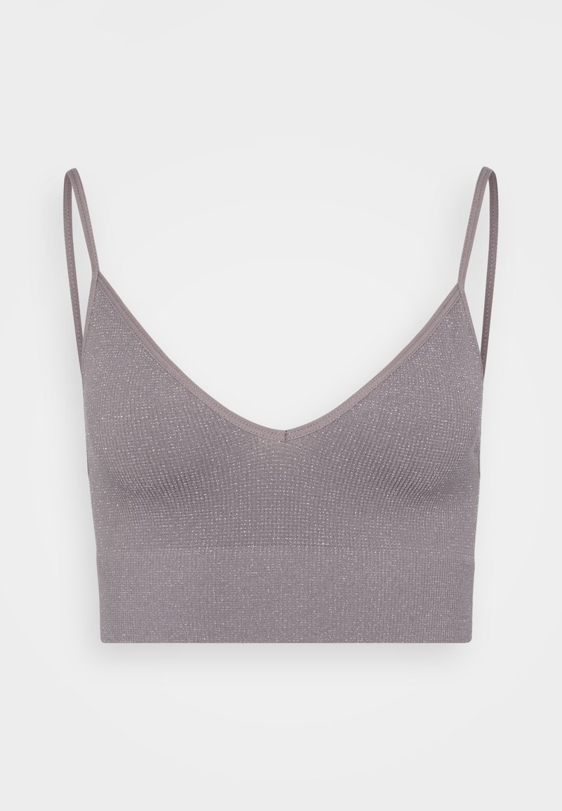 ONLY ONLVICKY GLITTER SEAMLESS - Toppe - beige/silver/brun - Zalando.dk