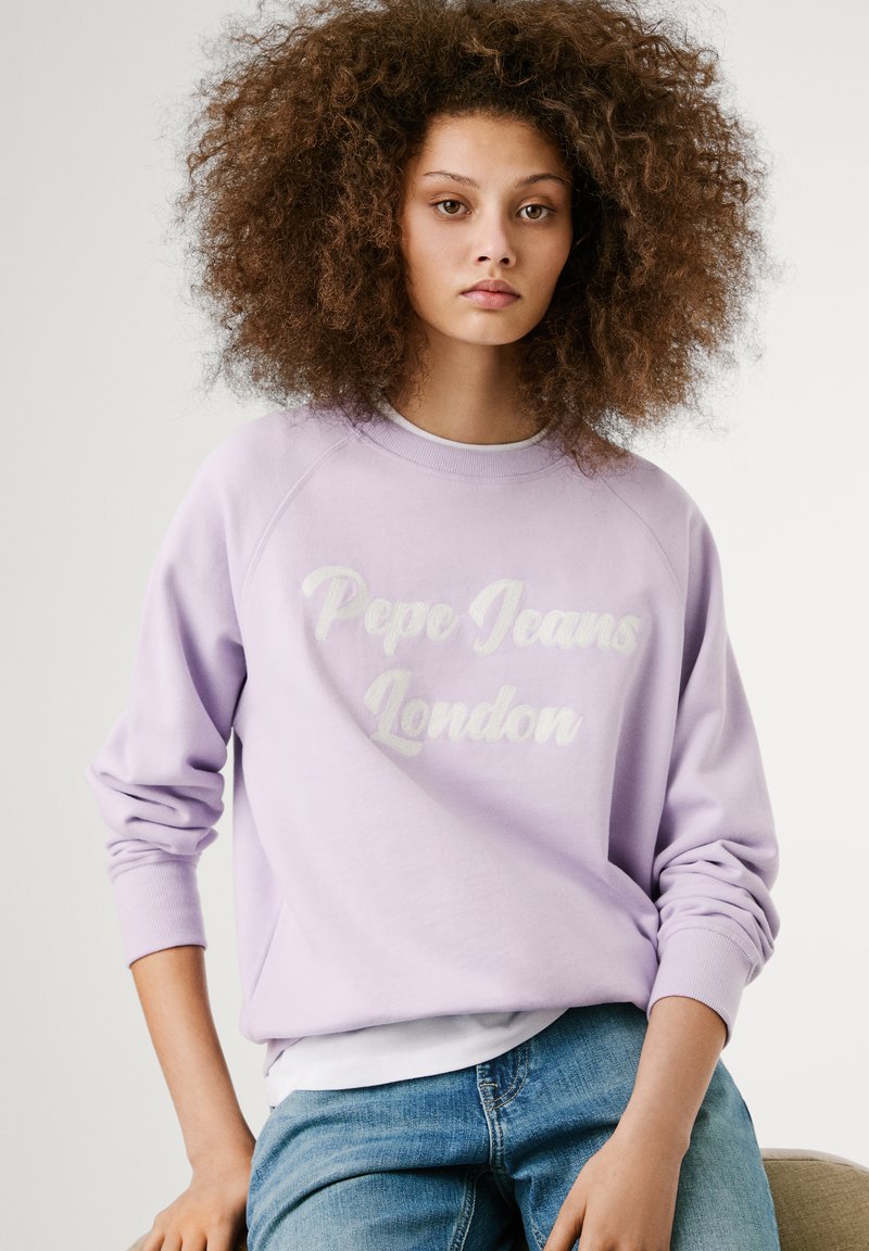 Pepe Jeans Sweat Fille Rose – Col Rond Logo Poitrine – Coton Doux Basique Tendance