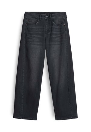 Zwarte wijde denim jeans met een klassiek vijf-pocket ontwerp. Voorzien van een rits en knoopsluiting, met subtiele vervaagde details.