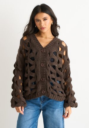 HOLLOW CHUNKY - Cardigan - chocolate