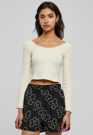 SHORT RIB WIDE V NECK LONGSLEEVE - Long sleeved top - whitesand