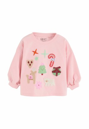 Next, REGULAR FIT - LONG SLEEVE TOP - Langarmshirt - light pink chistmas applique