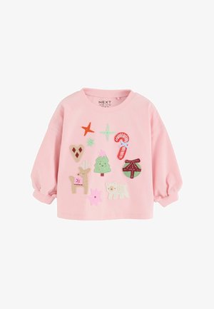 Next, REGULAR FIT - LONG SLEEVE TOP - Langærmet T-shirt - light pink chistmas applique