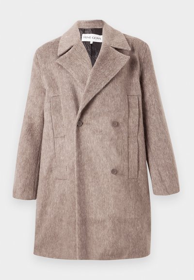 Ταύπε παλτό από μαλλί με δύο κουμπιά, φαρδιές πέτες, δύο μπροστινές τσέπες και ίσια γραμμή μήκους μέχρι το μέσο του μηρού.