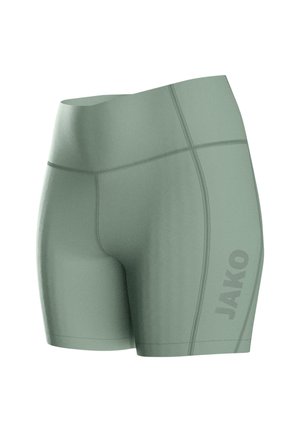 Short de sport taille haute vert clair avec coutures visibles et le nom de la marque JAKO imprimé verticalement sur la cuisse.