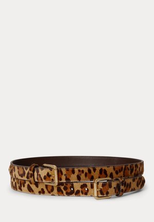 Lauren Ralph Lauren, HAIRCALF DOUBLE-BUCKLE STACKED WIDE BELT - Cinturón - modern leopard/chestnut brown
